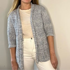 Banana Republic Blue/White Marled Knit Open Front Sweater Cardigan